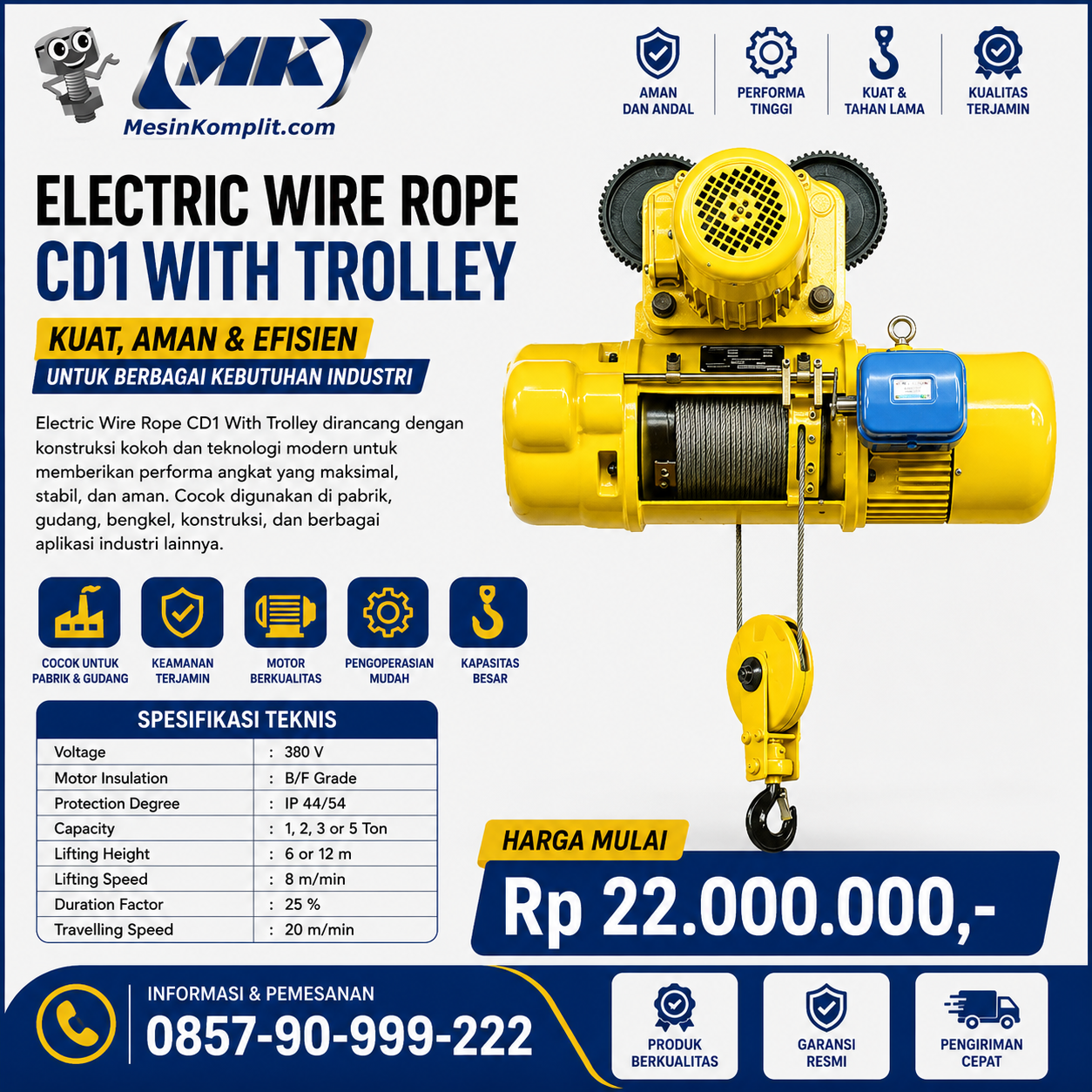 Wire Hoist Listrik Trolle...